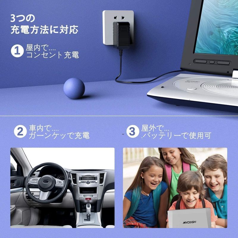 MYDASH ポータブルDVDプレーヤー 12.5型 車載用ホルダー付き 10.1 